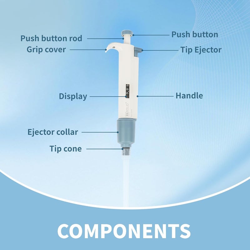 U.S. Solid 0.5-5 ml Single Channel Pipette - Adjustable Scientific Micropipette High Accuracy Pipettor - Image 3